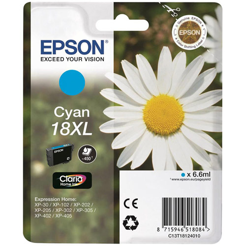 Epson 18XL Inkjet Cartridge Daisy High Capacity 6.6ml Cyan