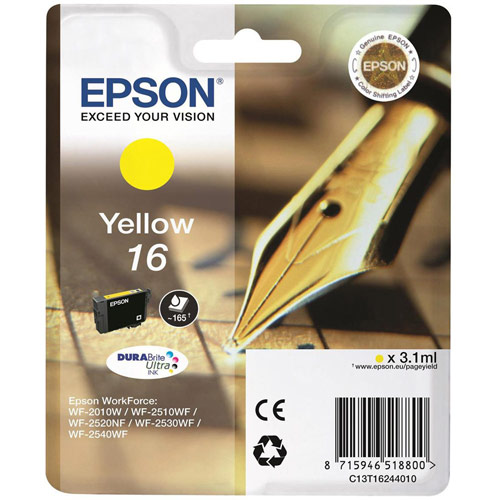 Epson 16 Inkjet Cartridge Pen & Crossword Page Life 165pp Yellow