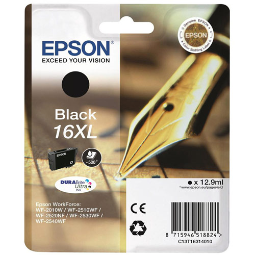 Epson 16XL Inkjet Cartridge Pen & Crossword Page Life 500pp Black