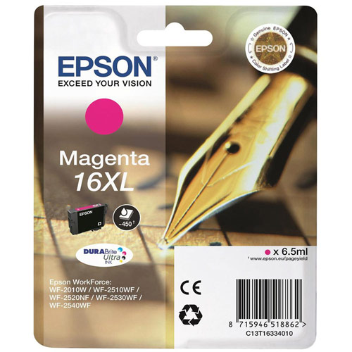 Epson 16XL Inkjet Cartridge Pen & Crossword Page Life 450pp Magenta