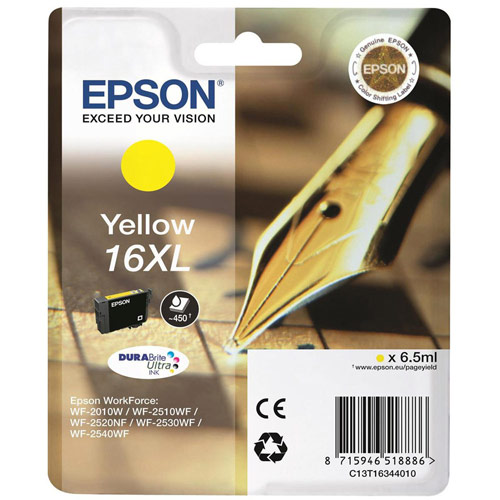 Epson 16XL Inkjet Cartridge Pen & Crossword Page Life 450pp Yellow