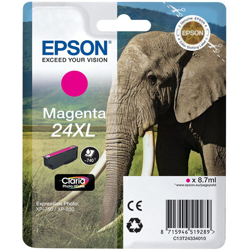 Epson 24XL Inkjet Cartridge Capacity 8.7ml Page Life 740pp Magenta