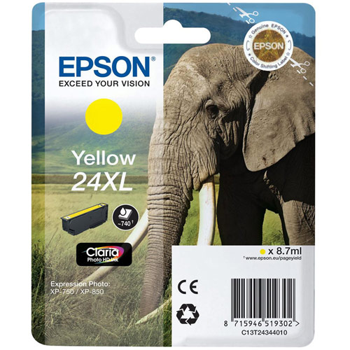 Epson 24XL Inkjet Cartridge Capacity 8.7ml Page Life 740pp Yellow