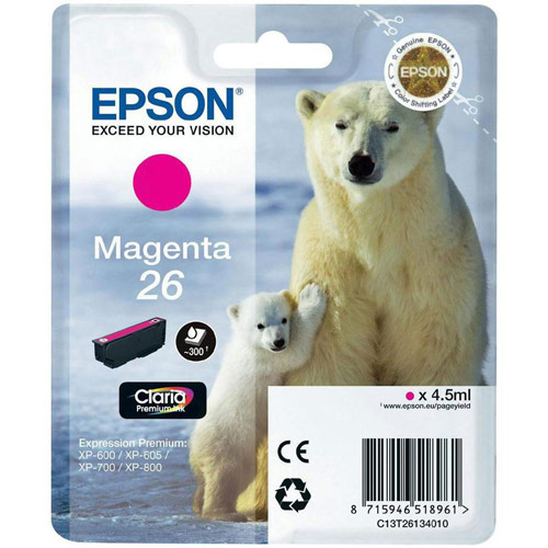 Epson T2613 26 Inkjet Cartridge Polar Bear Capacity 4.5ml Magenta