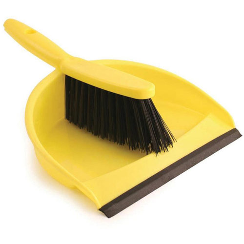 Dustpan and Brush Set Soft Bristle Yellow