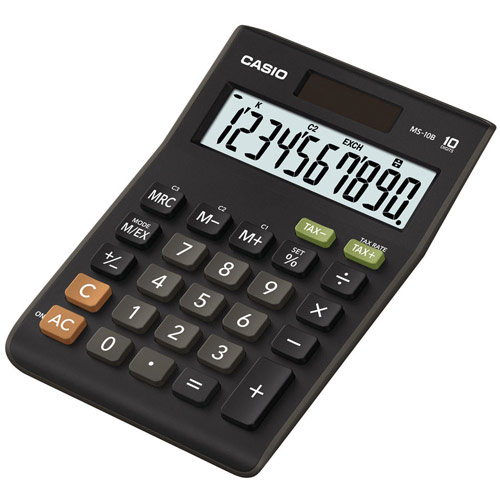Casio Calculator Desktop Battery/Solar 10 Digit 3 Key Memory Tax Key 103x29x147mm