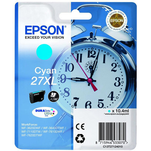 Epson 27XL Inkjet Cartridge Alarm Clock Capacity 10.4ml Cyan