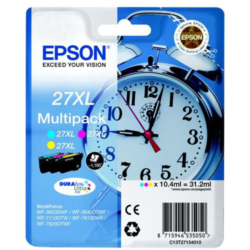 Epson 27XL Inkjet Cartridge Alarm Clock Multipack Cyan/Magenta/Yellow