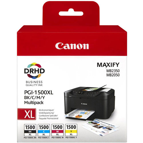 Canon PGI-1500XL Inkjet Cartridge Cyan, Magenta, Yellow and Black Multipack