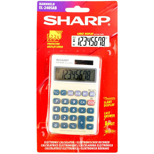 Sharp Calculator Handheld Battery Solar-power 8 Digit 3 Key Memory 70x116x16mm