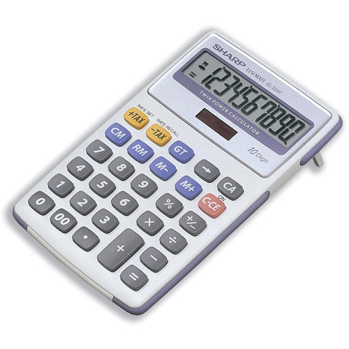 Sharp Calculator Tax Desktop Battery/Solar-power 10 Digit 108x170x15mm