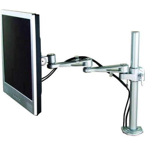 LCD Desktop Mount 2 Way Adjustable Monitor Arm Up To 22in Holds 10kg Silver