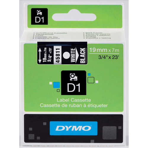 Dymo 45811 19mm White on Black Tape