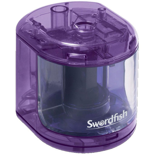 Swordfish Electric Pencil Sharpener Battery Operated Purple