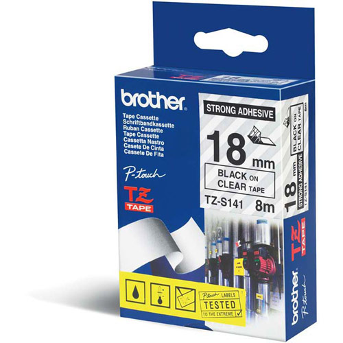 Brother TZES141 Black on Clear 18mm strong adhesive tape