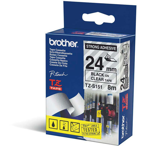 Brother TZES151 Black on Clear 24mm strong adhesive tape