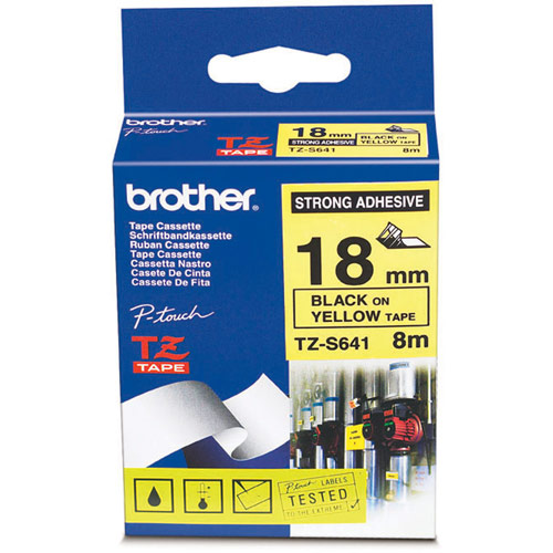 Brother TZES641 Black on Yellow 18mm strong adhesive tape