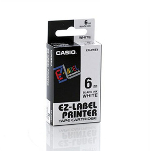 Casio XR-6WE Black on White 6mm tape