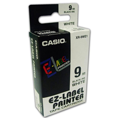 Casio XR-9WE Black on White 9mm tape