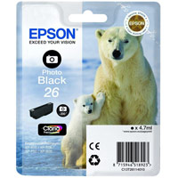 Epson T2611 26 Inkjet Cartridge Polar Bear Capacity 4.7ml Photo Black