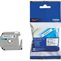 Brother P-Touch M-K221BZ 9mmx8m Black On White Plastic Labelling Tape