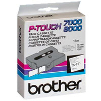 Brother TX251 Black on White 24mm gloss tape