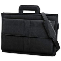 Alassio Document Case Multi-section Zipped with Shoulder Strap Leather-look Black