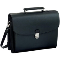 Alassio Forte Briefcase with Shoulder Strap 5 Document Sections Leather-look Black