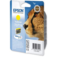 Epson T0714 Inkjet Cartridge DURABrite Cheetah Page Life 370-500pp Yellow