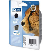 Epson T0711 Inkjet Cartridge DURABrite Cheetah Page Life 230-260pp Black