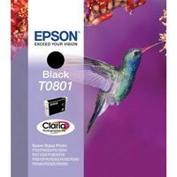 Epson T0801 Inkjet Cartridge Clariaingbird Page Life 300-355pp Black