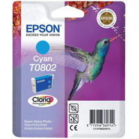 Epson T0802 Inkjet Cartridge Clariaingbird Page Life 890-935pp Cyan