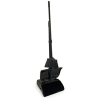 Dustpan and Brush Set Heavy Duty Long Handled With Lid Black