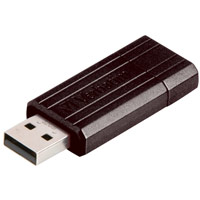 Verbatim PinStripe Drive USB 2.0 Retractable Read 10MB/s Write 4MB/s 8GB Black