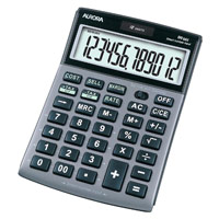 Aurora Calculator Desktop Multifunction 12 Digit 3 Key Memory Tilted 101x150x23mm