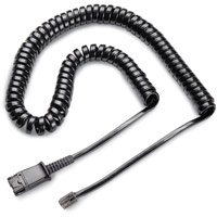 Plantronics U10P Headset Link Cable Curly Cord Black