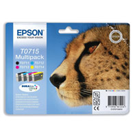 Epson T0715 Inkjet Cartridge DURABrite Cheetah Cyan, Magenta, Yellow and Black
