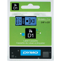 Dymo 40916 9mm Black on Blue Tape