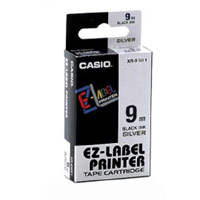 Casio XR-9SR Black on Silver 9mm tape