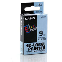 Casio XR-9X Black on Clear 9mm tape