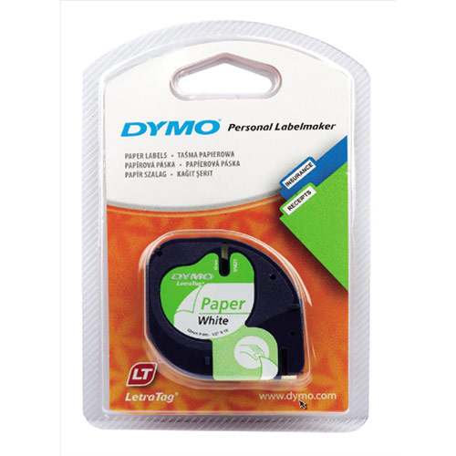 Dymo Dymo Pearl White LetraTag Paper Tape 12mmx4m S0721510 5411313912006 